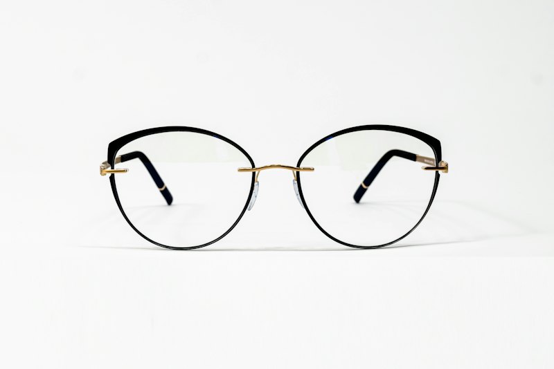 Arden panto frames in black acetate with a gold titanium bridge, front view